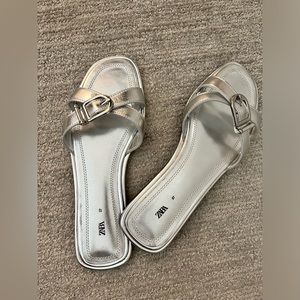 Zara Leather Crisscross Sandals